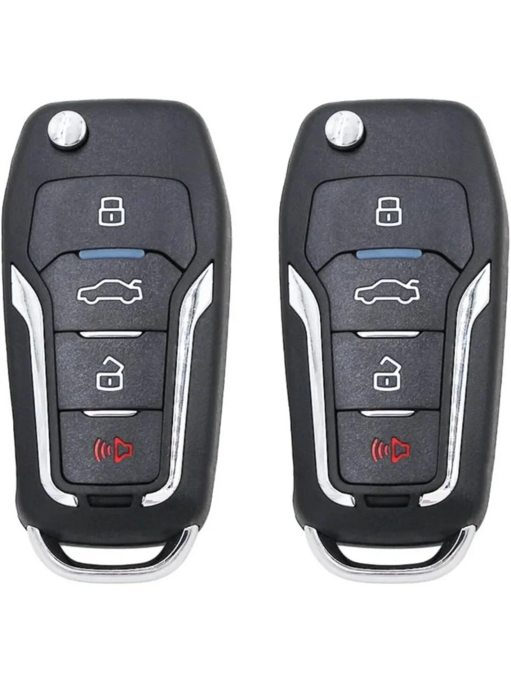 Key Fob Replacement 2 Pack - Keyless Entry for Ford & Mazda Vehicles, Silver